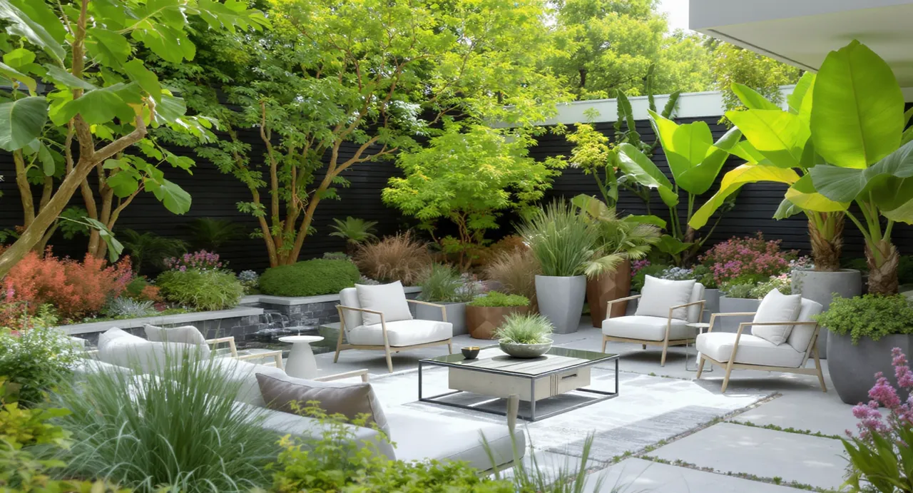Jardin moderne avec tendances déco innovantes pour 2026
