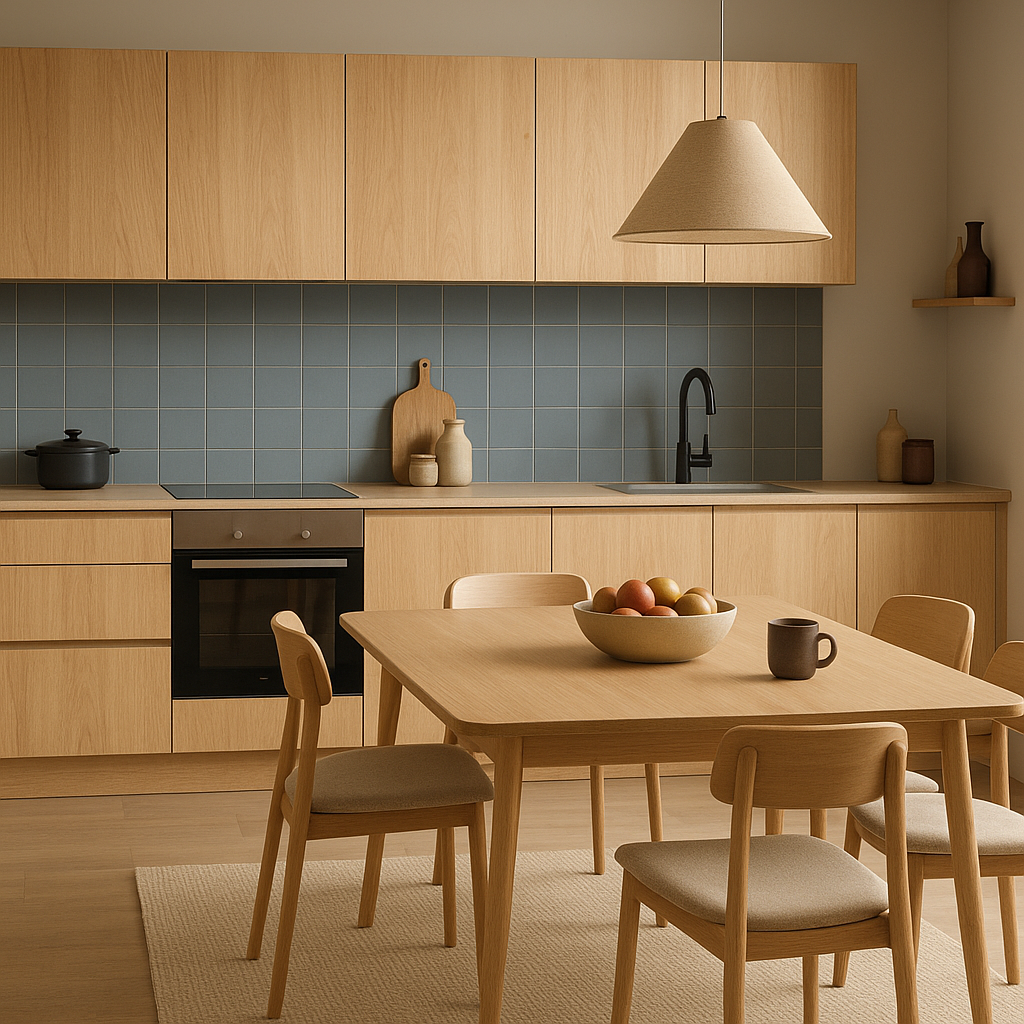 Cuisine moderne illustrant les couleurs tendance déco 2026