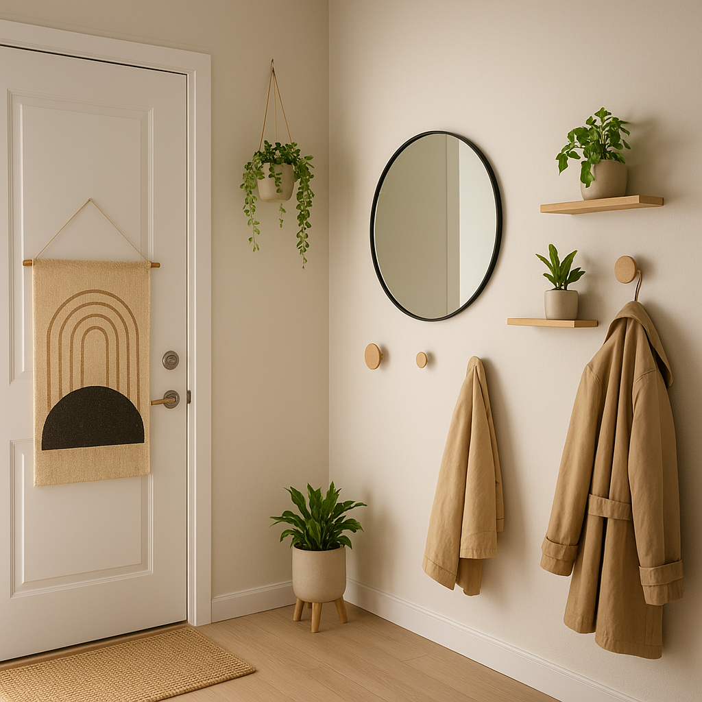 Décoration murale DIY sans percer dans une entrée