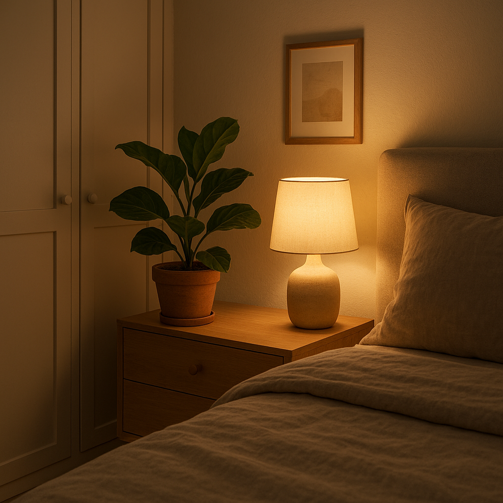 Plante d’intérieur et rangement discret dans une chambre cocooning