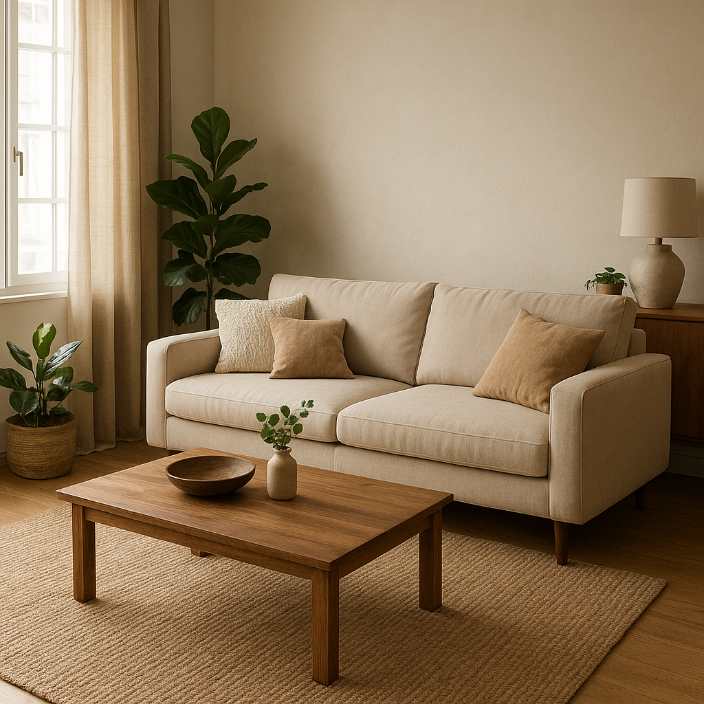 Salon lyonnais avec une déco stylée et contemporaine