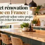 cuisine ouverte ilot bois plantes